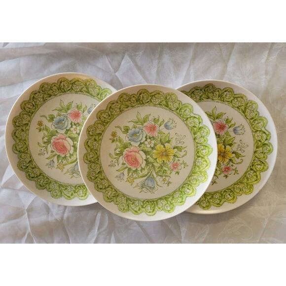 Allied Chemical Melamine Plate Set of 7 RARE HARD TO FIND PATTERN Floral... - Picture 7 of 10